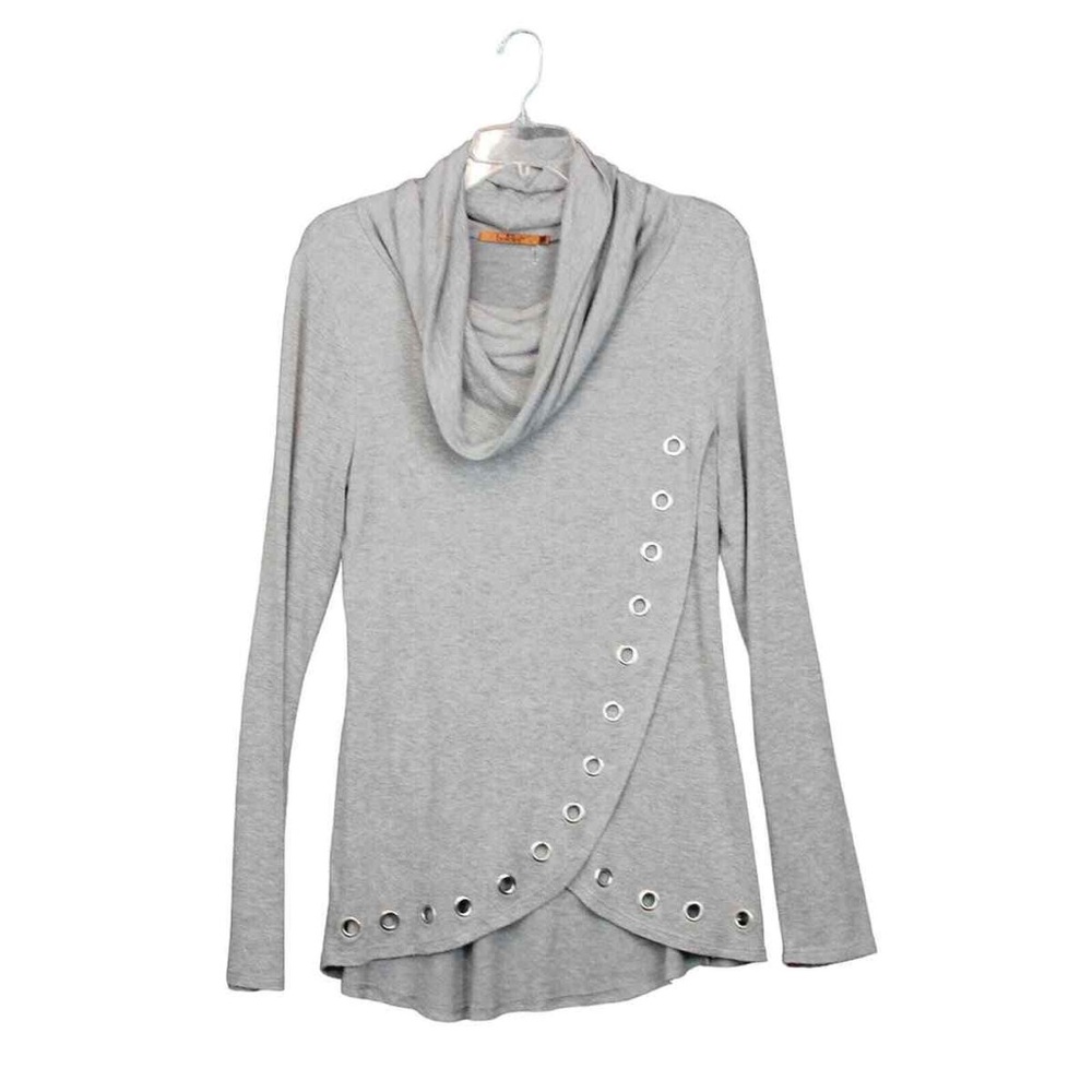 BELLDINI | GRAY COWL NECK GROMMET TOP